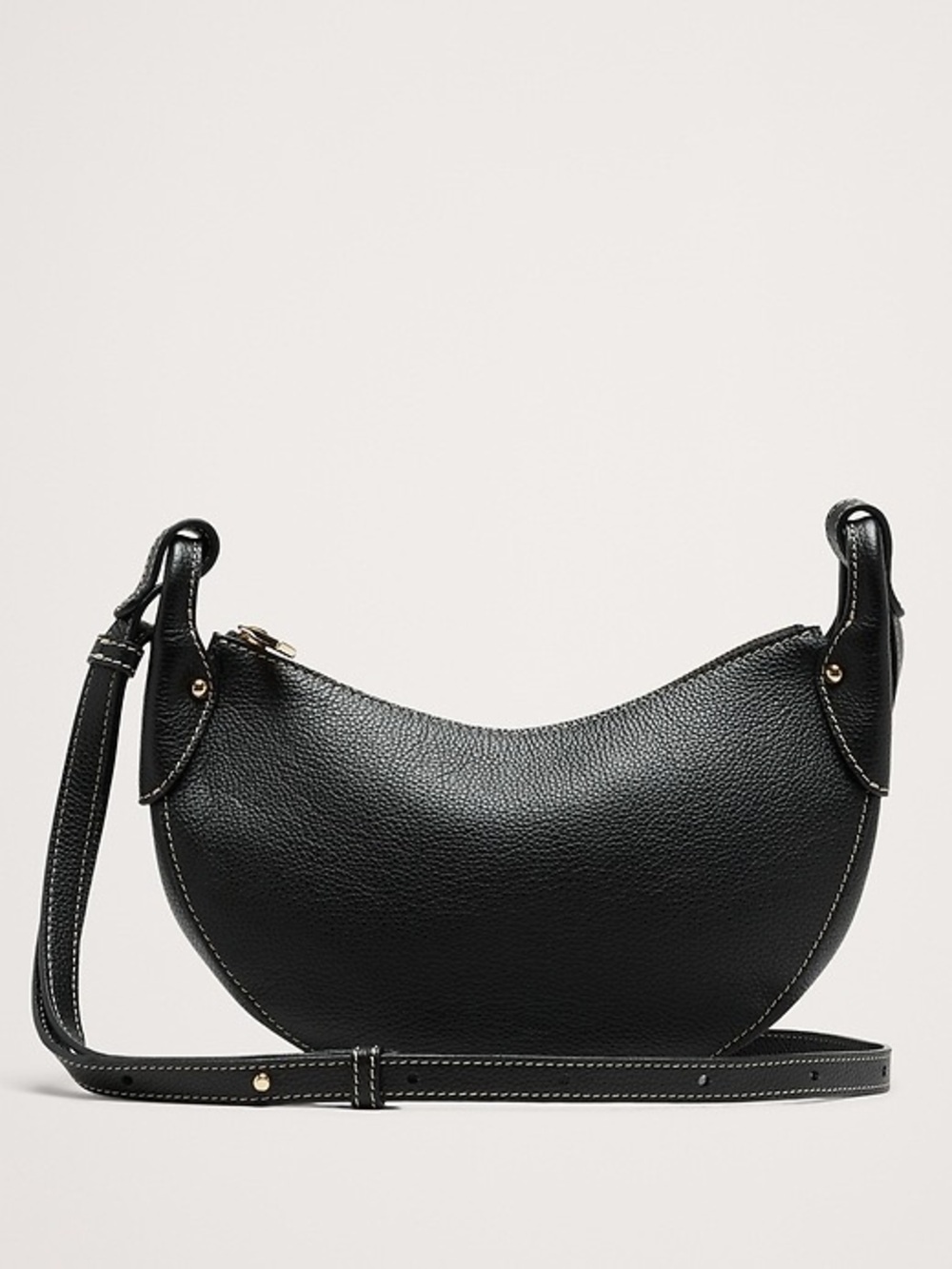 Banana Republic Vida Half-Moon Shoulder Bag Cresent Pebbled Black Leather